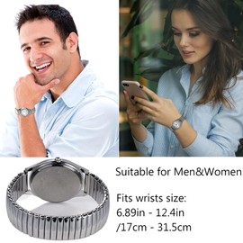 JewelryWe Mens Ultra Thin Easy Reader Watch with Elastic Strap, Golden/Silver Watch