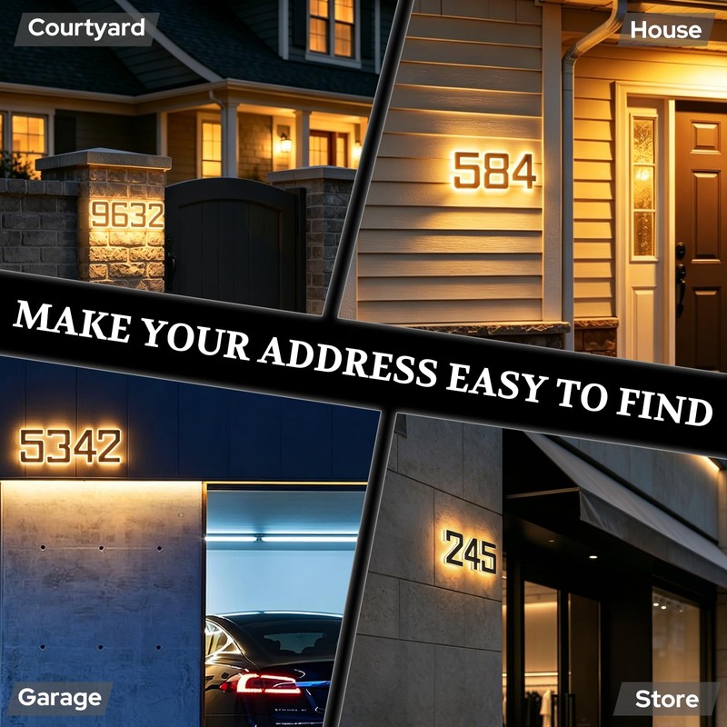 XTAUTO 6.7" Solar Powered House Numbers for Outside, Address Signs