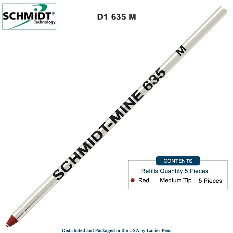 5 Pack - Schmidt 635 Mini D1 Refills - Red