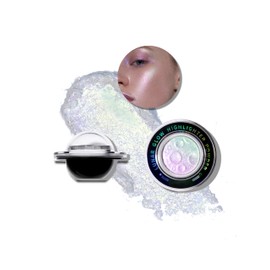 Erinde Glitter Highlighter Powder, LunarGlow Multi-Chrome Luminizer, Sparkling 3D Pearl, Glossy Skin, Prevents Makeup, Waterproof, #02 Purple Pink