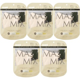 【まとめ買い】MASMiX バイカラーマスク 立体タイプ 35枚入（7枚×5個セット） サンドベージュ×ブラック
