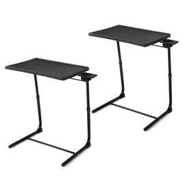 Oleksil Adjustable TV Tray Table- TV Trays Set of 2,TV Dinner Tray Table for Eating on Bed & Sofa,Comfortable Folding Table with 6 Height & 3 Tilt Angle Adjustments,Cup Holder