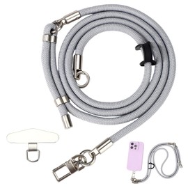 BOXOB 2pcs Phone Lanyard, Anti-Drop Long & Short Cellphone Wrist Strap with 1 Gasket 1 Adhesive Label for Most Phones(Light Gray)