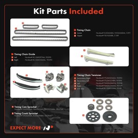 A-Premium Engine Timing Chain Kit W/Guide & Tensioner & Sprocket [fits DOHC, V8 5.4L] Compatible with Lincoln Navigator 2001-2004, Replace# F3LY6268B, F3AZ6256A