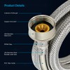 FlexCraft 25712PR-2 Stainless Steel Washing Machine Hose Connector Burst Proof,