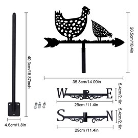 SUPERDANT Rooster Weather Vane Spotted Chicken Metal Weathervanes Wind Direction Indicators Black Metal Wind Vanes Signs for Roof Mount Farmhouse Ourdoor Yard Shed Decoration