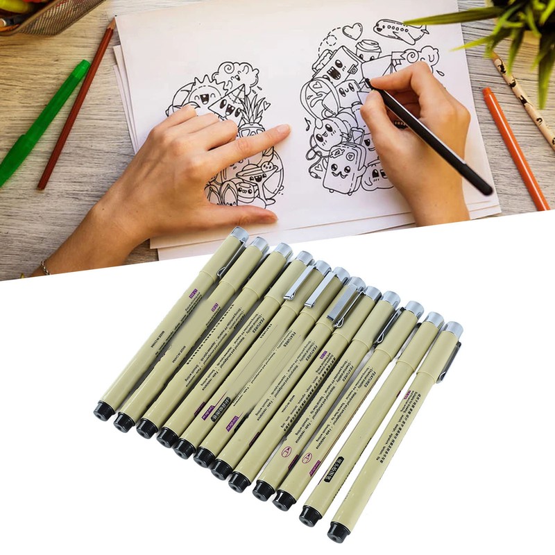 12pcs Waterproof Fine Tip Pens Quick Drying Smoothly Writing Nylon