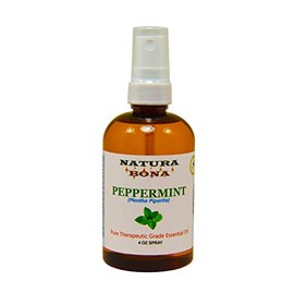 Natura Bona Peppermint Essential Oil Spray - 100% Pure All Natural Therapeutic Grade for Multiple Home and Aromatherapy Uses. (4oz PET Bottle)