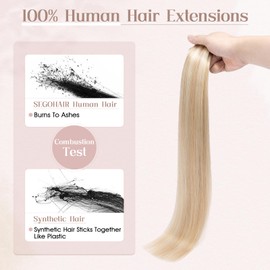 SEGOHAIR Tape in Hair Extensions Human Hair, 18" Invisible Tape in Hair Extensions, 10Pcs Real Hair Straight Natural Remy Tape Hair Extensions - Ash Blonde & Bleach Blonde