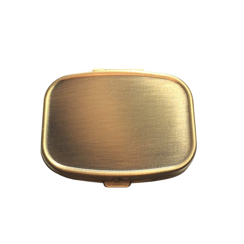 Classic Brass Daily Pocket Travel Sized Pill Box Case with