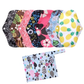 KUMUROETA Washable Sanitary Napkins, Cloth Sanitary Napkins, Washable and Reusable Sanitary Supplies, Soft Cotton, Skin-friendly, Bamboo Charcoal Sanitary Napkins, Undyed, Unbleached, Breathable,