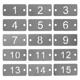 Rectangle Metal Hollowed Numbered Tags Stainless Steel Number Key Tags with Two Holes (101-125)