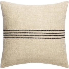Becki Owens x Livabliss Brett Modern Striped Accent Pillow - Colour: Light Brown/Black, Bedding Size: 18" x 18"