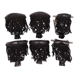 Joy's Billiard Set of 6 Pool Table Leather Pockets Billiard Pockets with Wild Fringe-Black