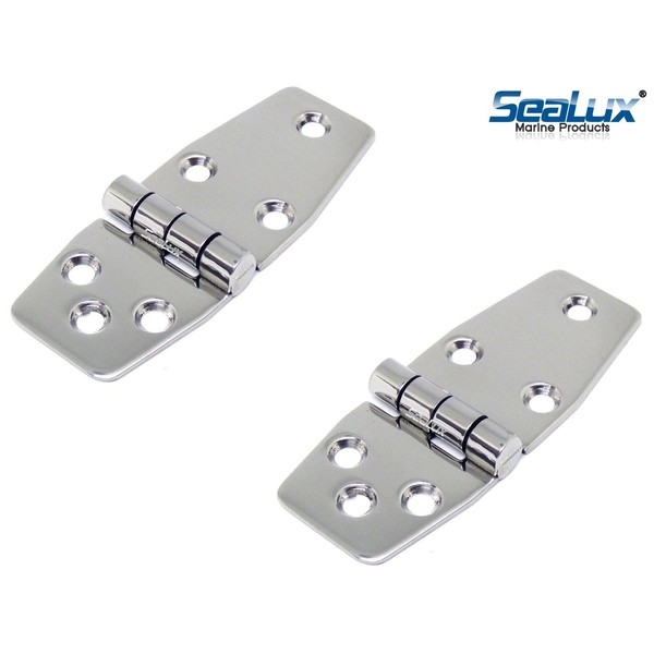 SeaLux Marine Surface Mount Heavy Duty SS Large Leaf Hatch Door Hinge 3-3/4" x 1-1/2" for RV, Boat, Yacht (Pair)