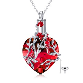 POPKIMI Red Cardinal Gifts for Women S925 Sterling Silver Cardinal Pendant Necklace Memorial Jewelry Gifts Birthday Christmas, Sterling Silver, Cubic Zirconia