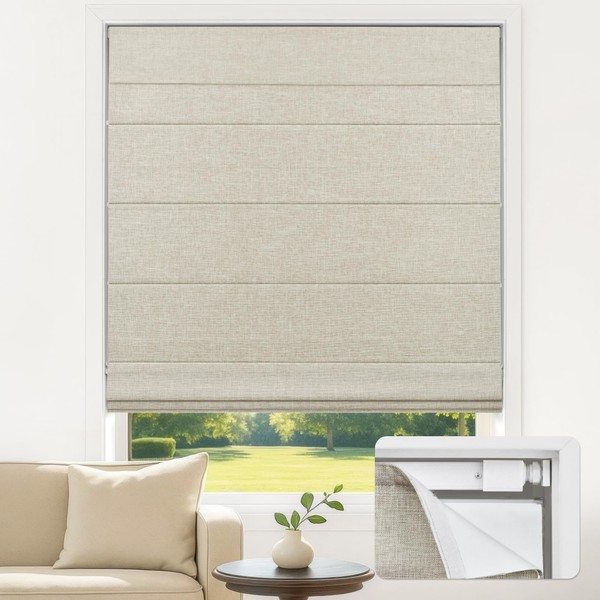 LazBlinds No Tools No Drill Cordless Roman Shades for Windows,