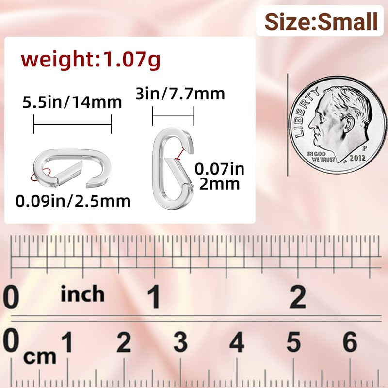 MKCYD 10Pcs Oval Clasp Tiny Carabiner Necklace Clasps and Closures