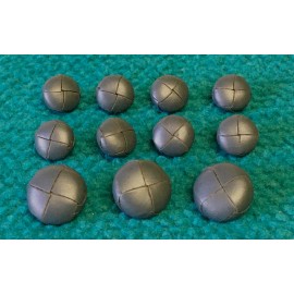 Unbranded Vintage/New : GRAY LEATHER shank BUTTONS SET : 3 x 20mm & 8 x 15mm @ COAT/JACKET