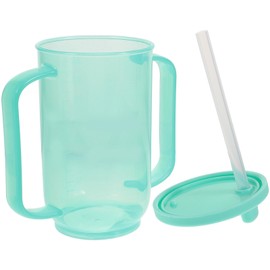 Ciieeo Adult Sippy Cup Plastic Spill Proof Drinking Cup with 2 Handles Straw for Elderly Drinking Accessory B