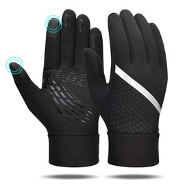 Winter Thermal Glove - Cycling Gloves for Mens Reflective Waterproof Windproof Touch Screen Anti-Slip Glove for Running Driving uk
