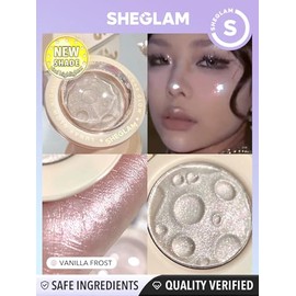 SHEGLAM Lunar Glow Resaltador, sombra de ojos cremosa sedosa y helada de vainilla, acabado brillante, escarcha de vainilla