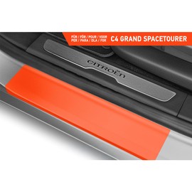 Luxshield Car Door Sill Protector for Citroën C4 Grand SpaceTourer I 2018-2022 - Protective Film Car Door Accessories Trim Paint Protection Film Carbon Black