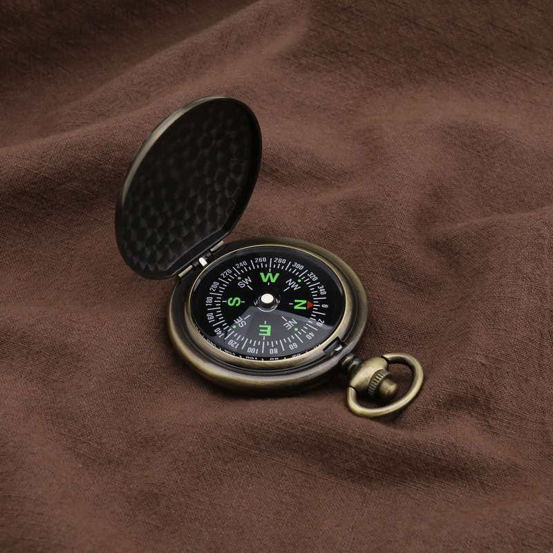 eMagTech Retro Style Portable Camping Survival Compass Metal Pocket Compass