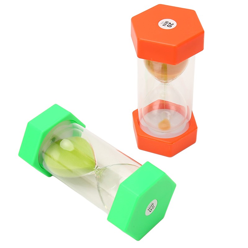 2Pcs Sand Timer 20 Minutes Hexagonal Shape Durable Plastic Widely