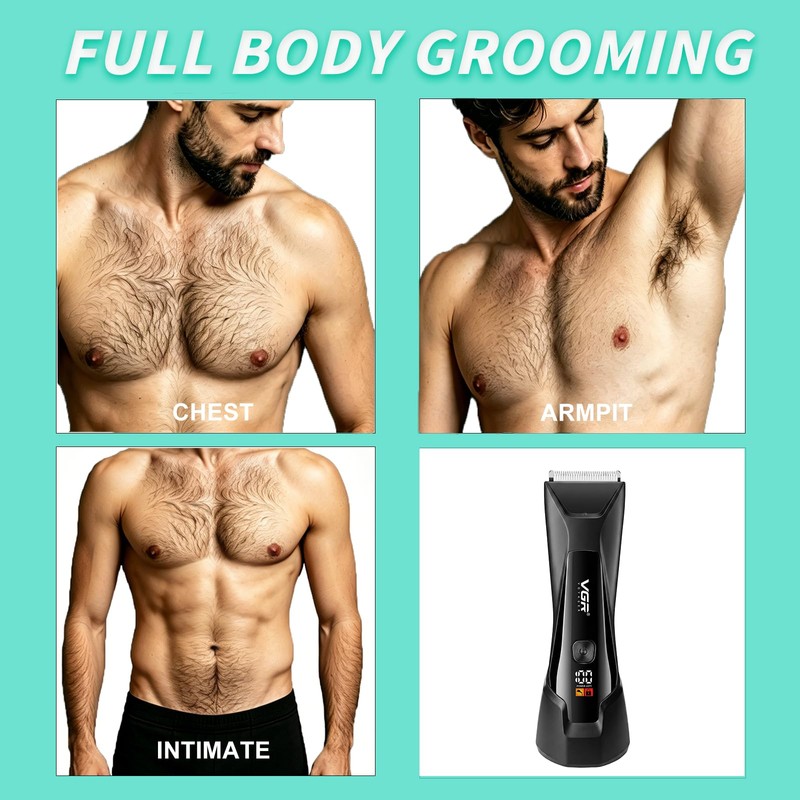VGR 938 Body Hair Trimmer for Men, Cordless IPX7 Waterproof