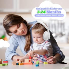 HOCAZOR HZ002 Ear Protection Baby Headphones Noise Protection for 3-24 Months Babies Adjustable Earmuffs Baby for Airplanes, Sleeping, Fireworks, Concert, Cinema (NRR23 dB/SNR28 dB) - White