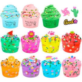 11 Pack Slime Kit for Kids with 8 Clear and 3 Butter, Slime Party Favors for Kids Slime Bulk DIY Stress Relief Toy Easter Birthday Goodie Bag Stuffer Classroom Reward for Girls Boys