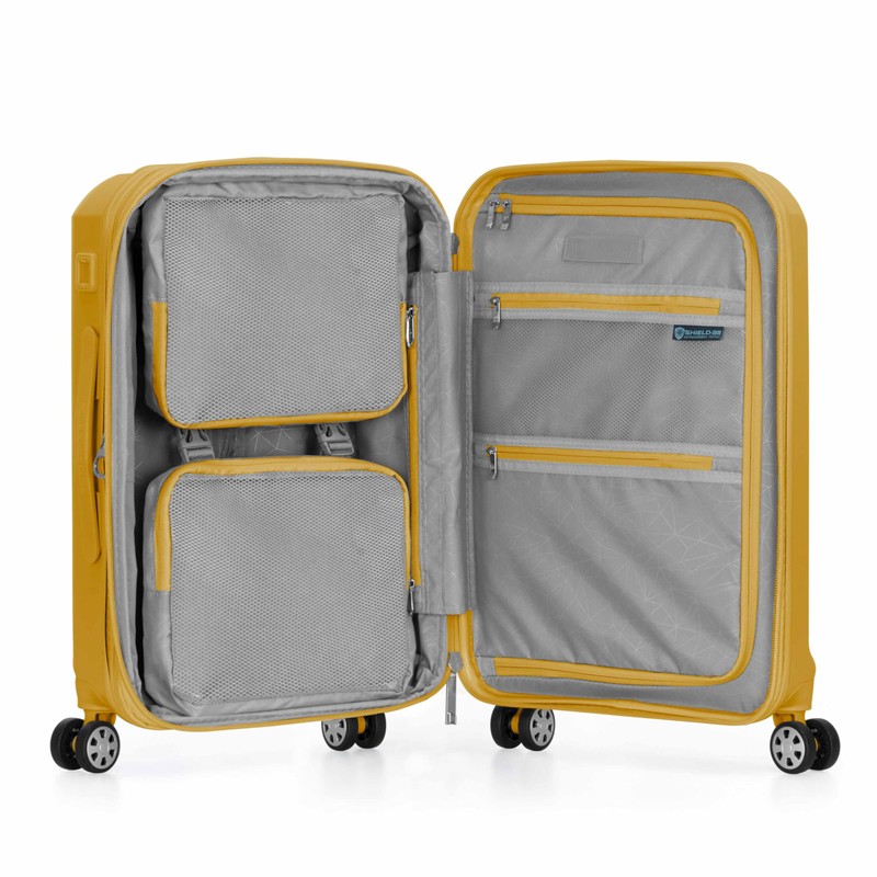 Traveler's Choice Pagosa Indestructible Hardshell Expandable Spinner Luggage, Yellow, 22-Inch