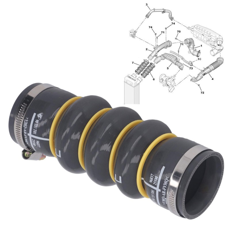 Intercooler Turbo Hose 0382NN Rubber Intake Connecting Pipe Replacement for