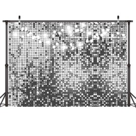 LYWYGG 8x6FT Silver Non luminous Backdrop Birthday Party Background Wedding Graduation Ball Photography Backdrop Happy New Year Backdrop Studio Props CP-501-0806