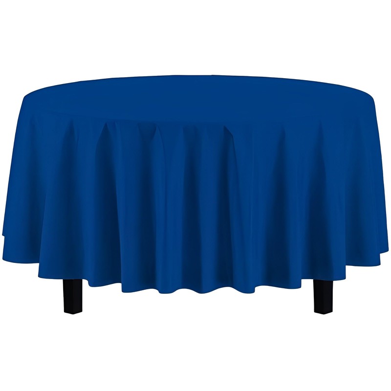 Vibrant Blue Solid Round Plastic Tablecover (84") - Durable, Stylish