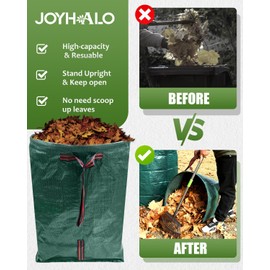 Joyhalo Reusable Yard Waste Bags, 2 Pack 40 Gallon Dustpan-Type Garden Bag for Collecting Leaves Garss Clippings, Heavy Duty lawn and leaf bags, Garden Waste Container for Clean Up Outdoor Debris