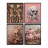 Pink Halloween Gothic Skull Wall Decor, 8x10 Set of 4
