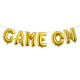 GAME ON Balloons Black Birthday Game Theme Banner Decoration & Supplies (Game on Gold)