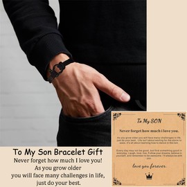 APIUWOXE To My Son Bracelet from Mom Christmas Gifts for Man Gift Ideas Year Old Birthday for Adult Bracelets for Confirmation Valentines Presents Gifts from Mother Father Dad