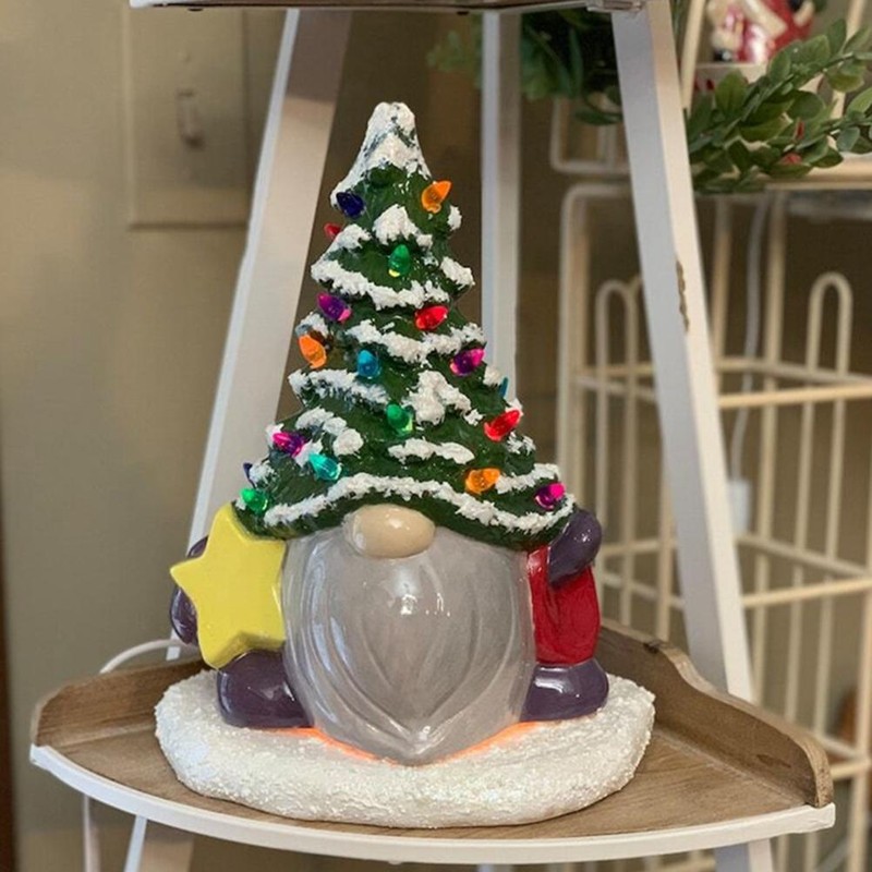 Christmas Tree Gnome Santa Claus Resin Faceless Dwarf Statue Christmas