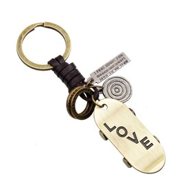 LKMY Keyring with Skateboard Shoes/Boat/Hat Gift | Leather Home Vintage Mini Pendant Keyring for Men and Women | Girls Boys, gold, Lightweight, old fashioned