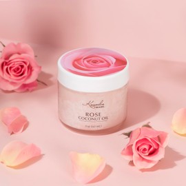 Kuumba Made Botanically Infused Rose Coconut Oil, Organic Daily Moisturizer for Skin & Nourishing Hair Mask, 2 Oz
