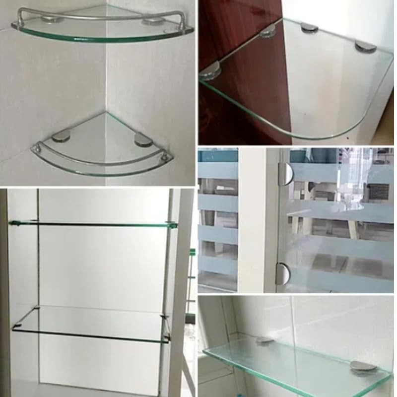 4Pcs Solid Glass Clamp,Square Glass Shelf Clamp Clip,Stainless Steel Clip