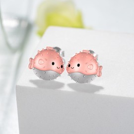 Pufferfish Earrings 925 Sterling Silver Globefish Earrings Animal Earrings Jewelry Gift for Women