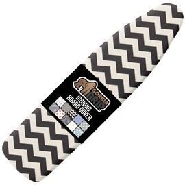 Gorilla Grip Reflective Silicone Ironing Board Cover, Resist Scorching and Staining, 15x54, Hook and Loop Fastener Straps, Pads Fit Standard Boards, Elastic Edge, Thick Padding, Chevron Black Linen