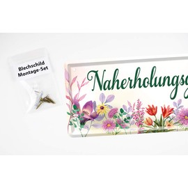 Tin Sign for Garden, Balcony, Terrace, Garden Arbour, Loggia, Greenhouse, Garden Shed - Notice of Favourite Place or Recreation Place - Door Sign Wall Sign - 28 x 12 cm