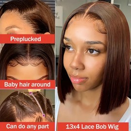 aibasi Glueless Bob Wigs Human Hair Pre Plucked Pre Cut Blonde Brown 13×4 Lace Front Human Hair Wigs For Black Women 180% Density 100% Human Hair