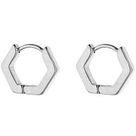 Pendientes de aro de acero inoxidable con forma geométrica clásica y simple