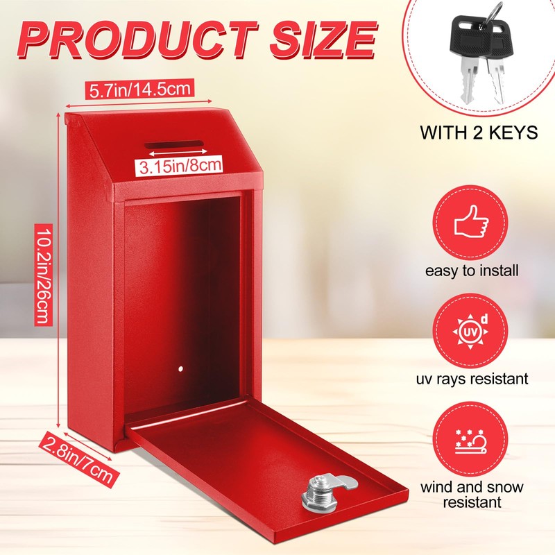 Yaocom Metal Donation Cash Box Collection Safe Suggestion Box with